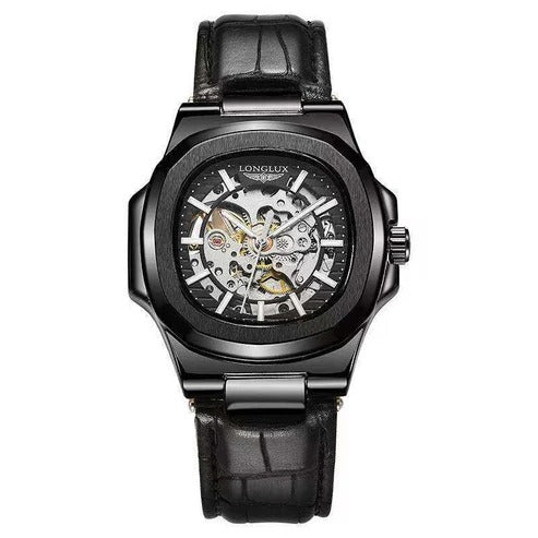 ⌚🔥 Barrel Leather Strap | Men's Waterproof Mechanical Watch 🧭💼💦